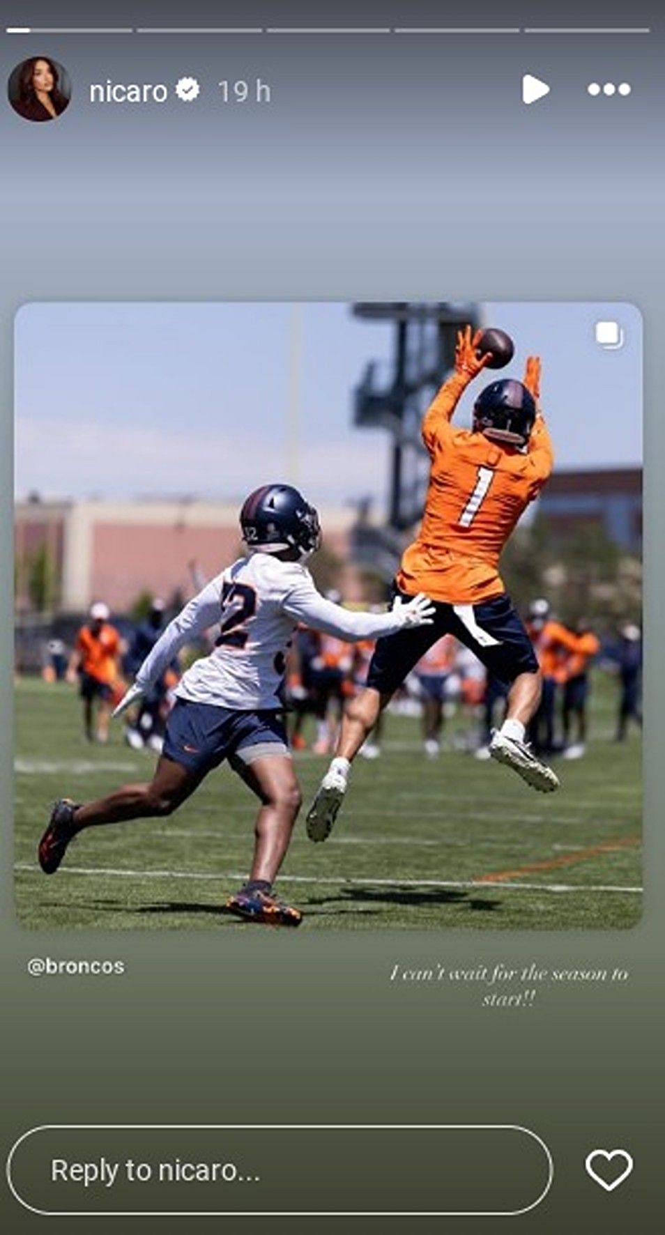 Evan Engram’s wife Emily makes feelings known as TE prepares for Broncos debut season/@ nicaro